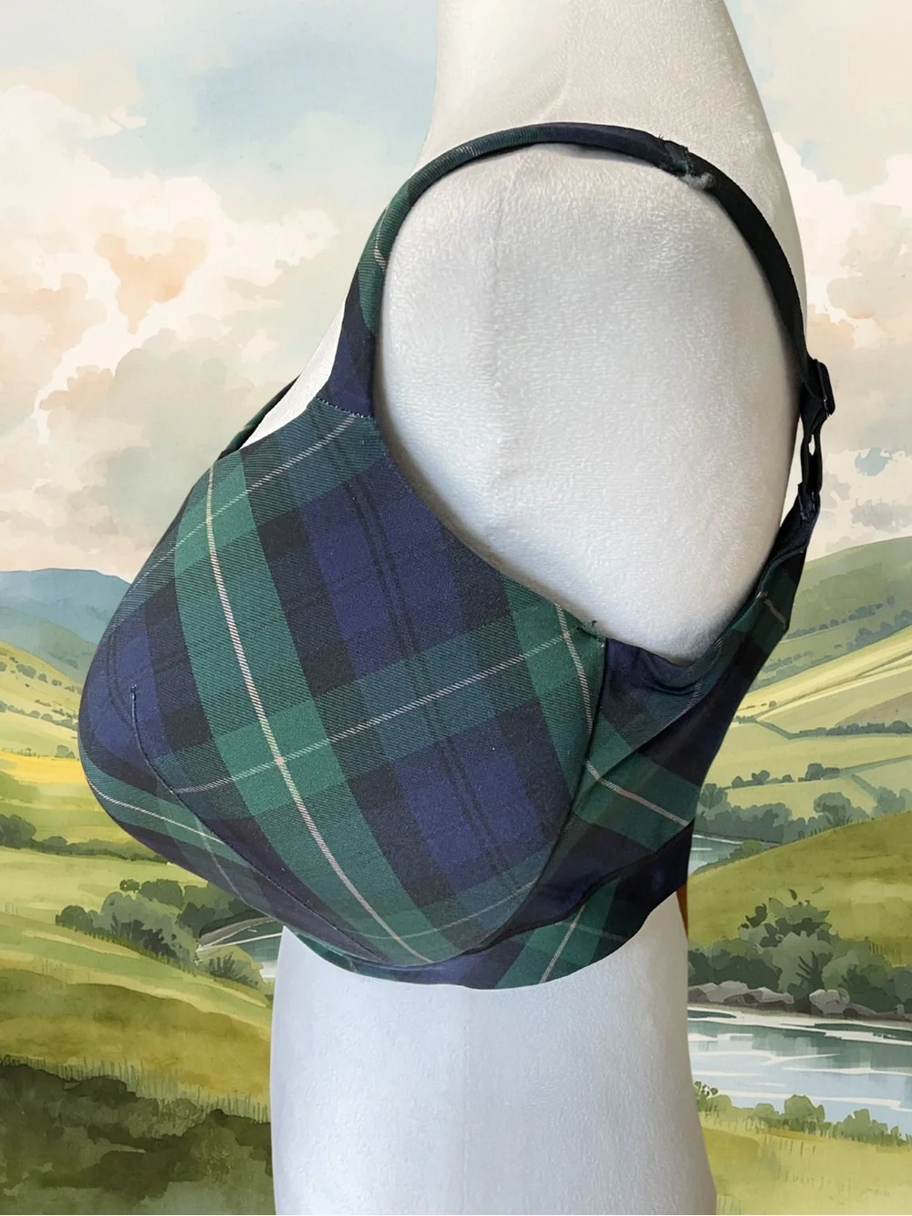 CACIQUE Women's 40I NWOT Lightly Lined Balconette Bra Plaid Tartan Lace Green - Picture 4 of 10